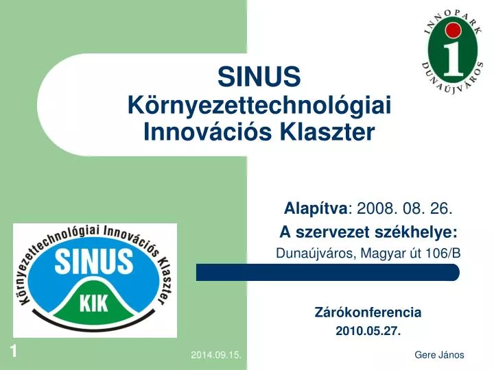 sinus k rnyezettechnol giai innov ci s klaszter