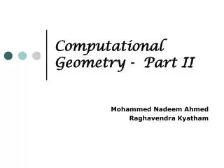 Computational Geometry - Part II