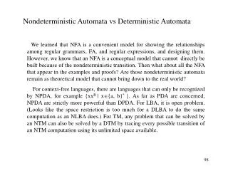 Nondeterministic Automata vs Deterministic Automata