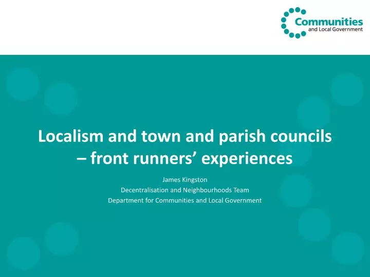 localism and town and parish councils front runners experiences