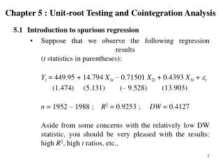 Chapter 5 : Unit-root Testing and Cointegration Analysis