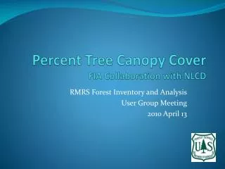 Percent Tree Canopy Cover FIA Collaboration with NLCD