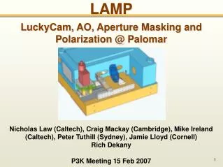 LAMP LuckyCam, AO, Aperture Masking and Polarization @ Palomar