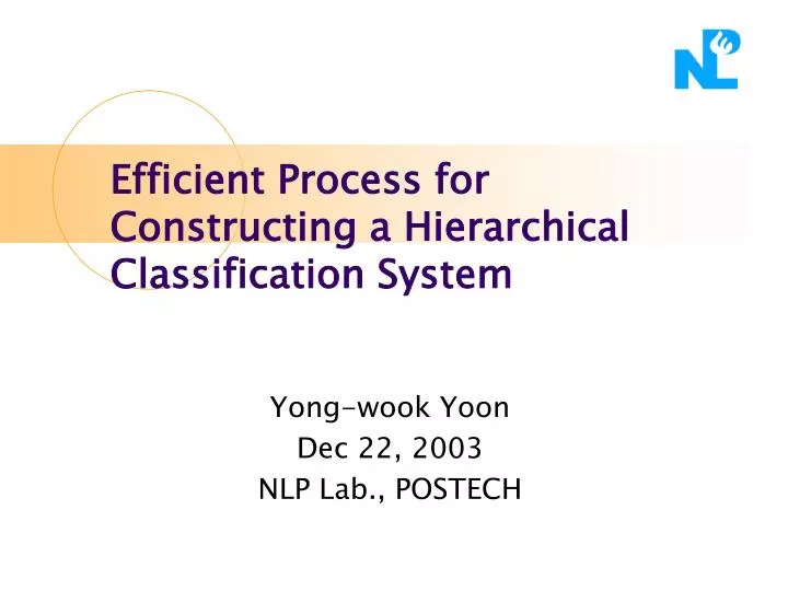 efficient process for constructing a hierarchical classification system