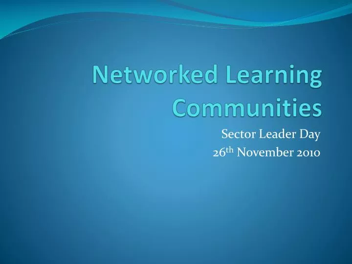 networked learning communities