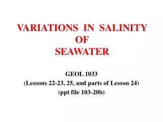 VARIATIONS IN SALINITY OF SEAWATER