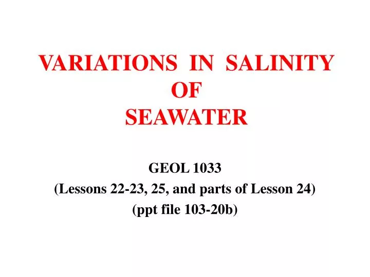 variations in salinity of seawater