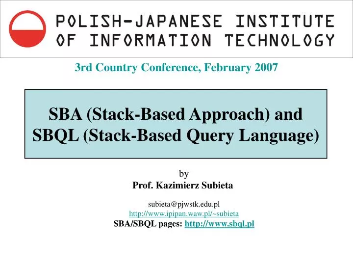 sba stack based approach and sbql stack based query language