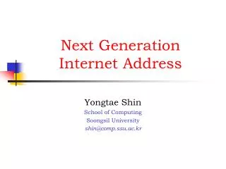 Next Generation Internet Address