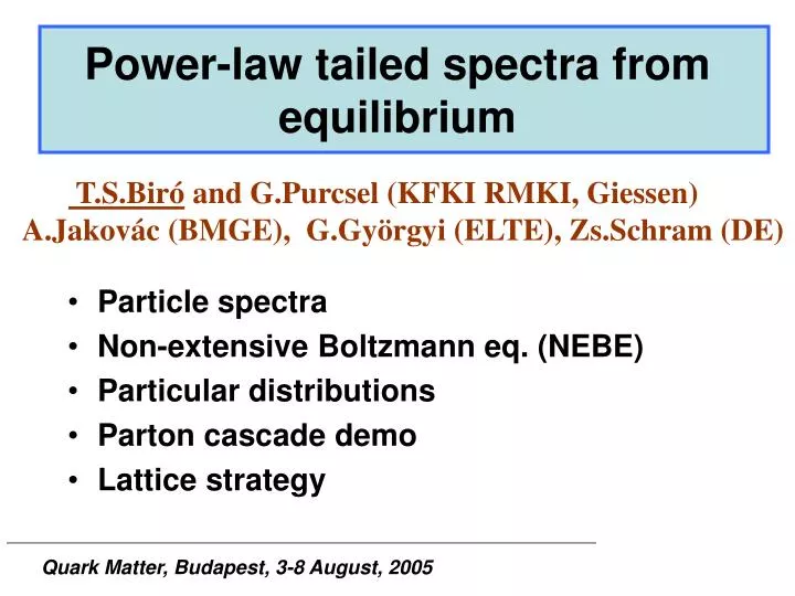 power law tailed spectra from equilibrium