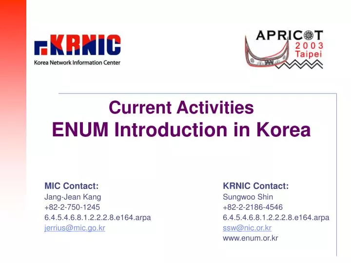 current activities enum introduction in korea