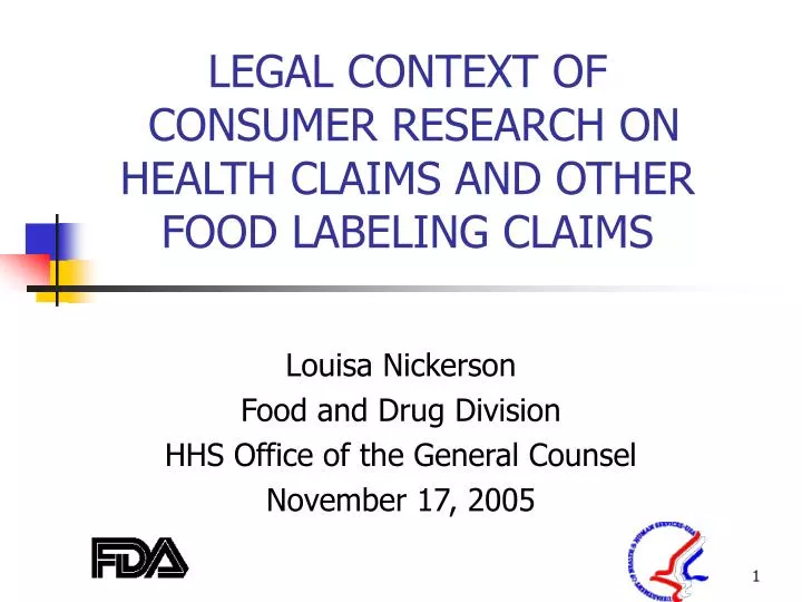 legal context of consumer research on health claims and other food labeling claims