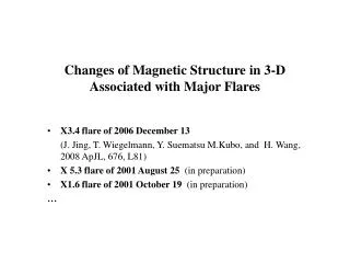 Changes of Magnetic Structure in 3-D Associated with Major Flares