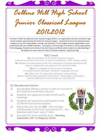 Collins Hill High School Junior Classical League 2011-2012