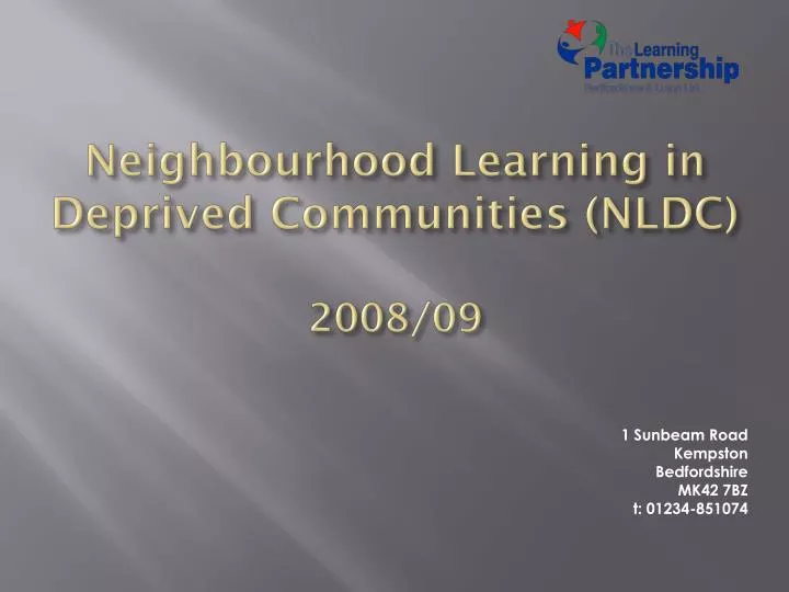 neighbourhood learning in deprived communities nldc 2008 09