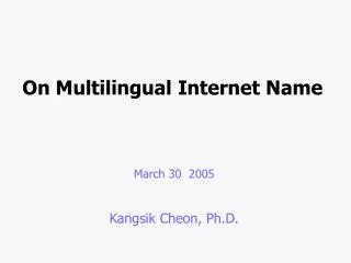 On Multilingual Internet Name