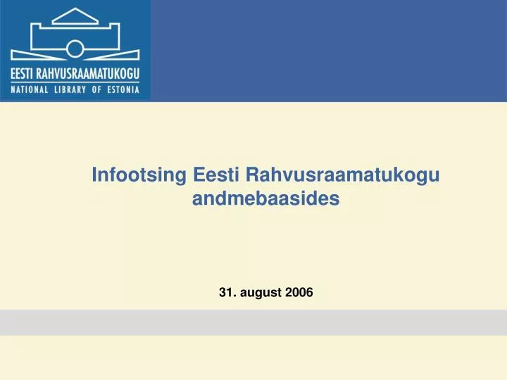 infootsing eesti rahvusraamatukogu andmebaasides
