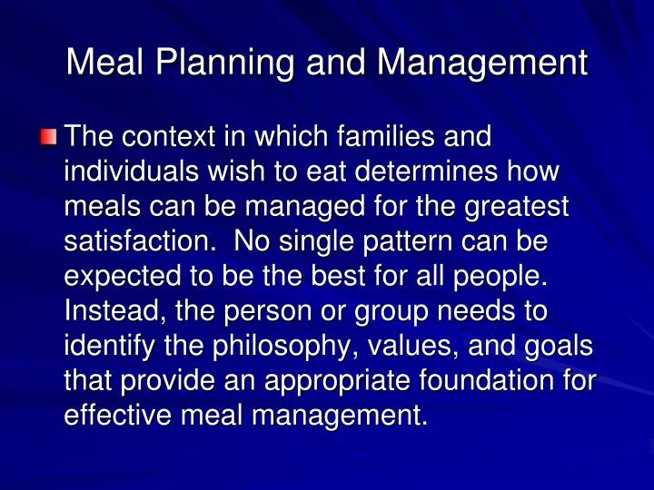 meal planning and management