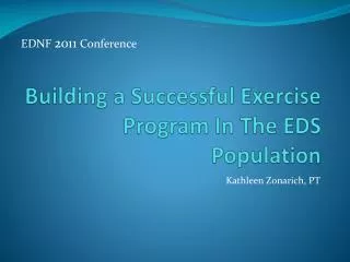 Building a Successful Exercise Program In The EDS Population
