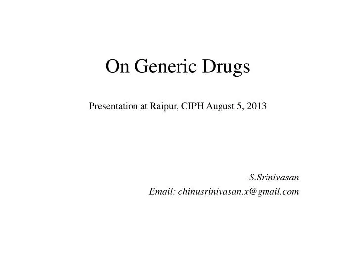 on generic drugs