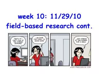 week 10: 11/29/10 field-based research cont.