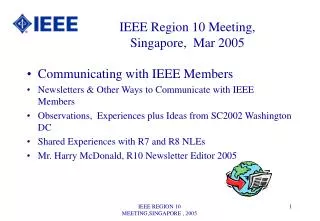 Communicating with IEEE Members Newsletters &amp; Other Ways to Communicate with IEEE Members