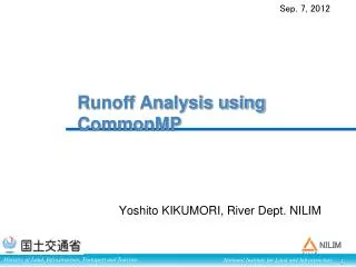 Runoff Analysis using CommonMP