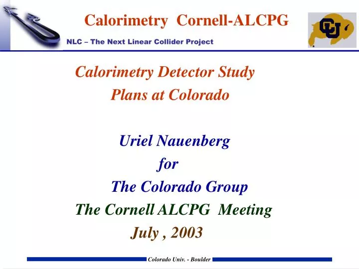 calorimetry cornell alcpg