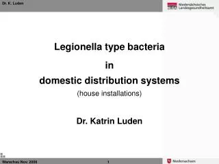 Legionella type bacteria in domestic distribution systems (house installations) Dr. Katrin Luden