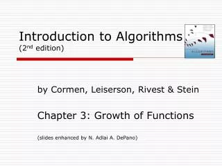 Introduction to Algorithms (2 nd edition)