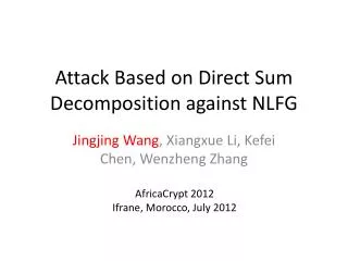 Attack Based on Direct Sum Decomposition against NLFG