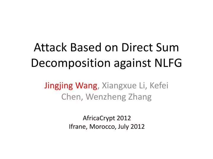 attack based on direct sum decomposition against nlfg