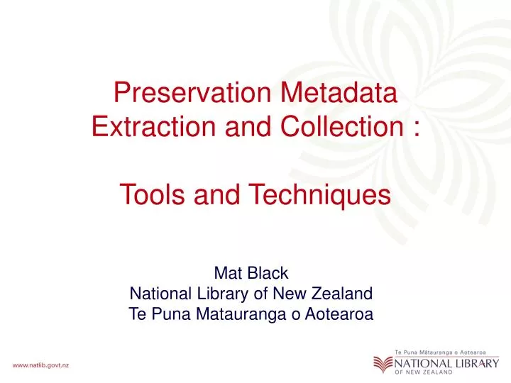 preservation metadata extraction and collection tools and techniques