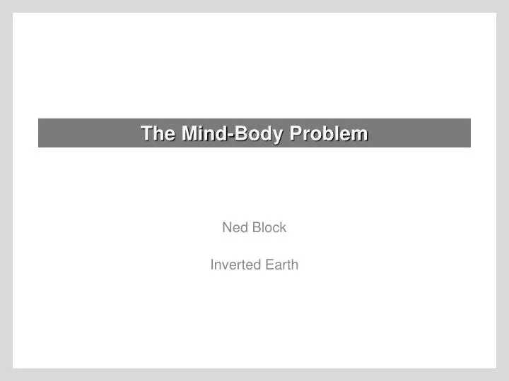 the mind body problem