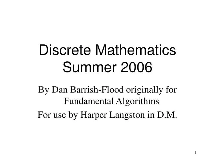 discrete mathematics summer 2006