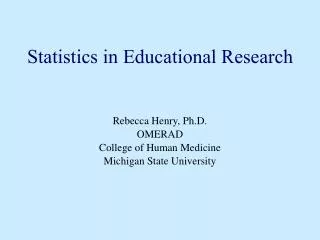Statistics in Educational Research