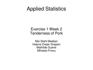 Applied Statistics