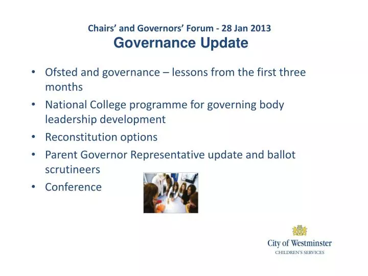 chairs and governors forum 28 jan 2013 governance update