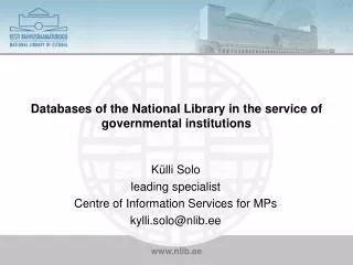 Databases of the National Library in the service of governmental institutions