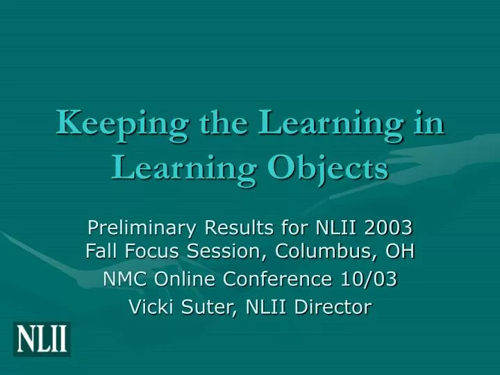 keeping the learning in learning objects