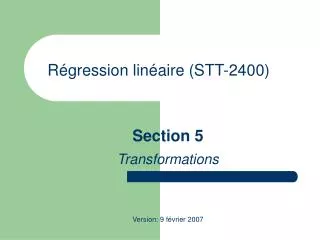 r gression lin aire stt 2400