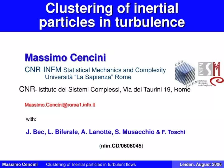 clustering of inertial particles in turbulence