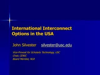 International Interconnect Options in the USA