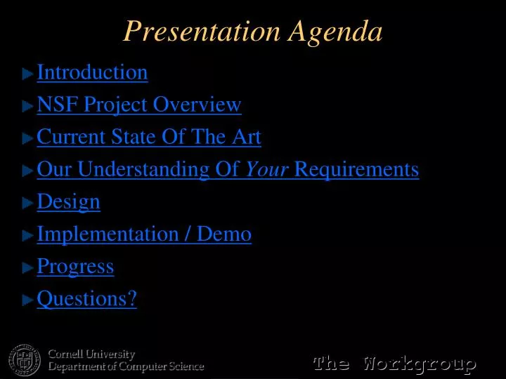presentation agenda