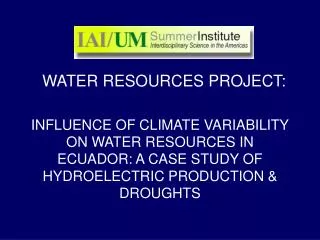 WATER RESOURCES PROJECT: