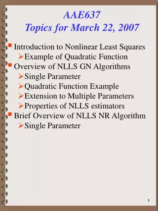 AAE637 Topics for March 22, 2007
