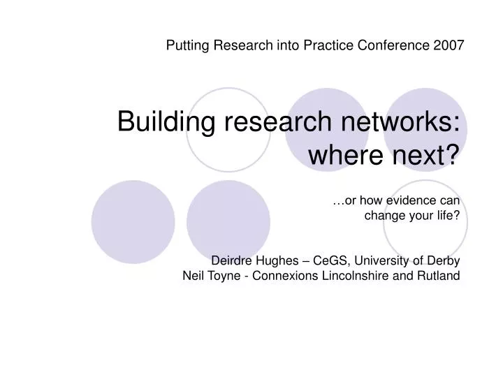 building research networks where next