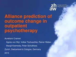 Alliance prediction of outcome change in outpatient psychotherapy