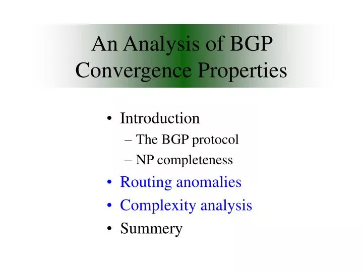 an analysis of bgp convergence properties