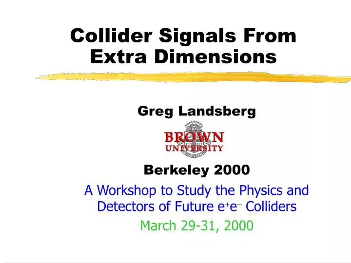 collider signals from extra dimensions